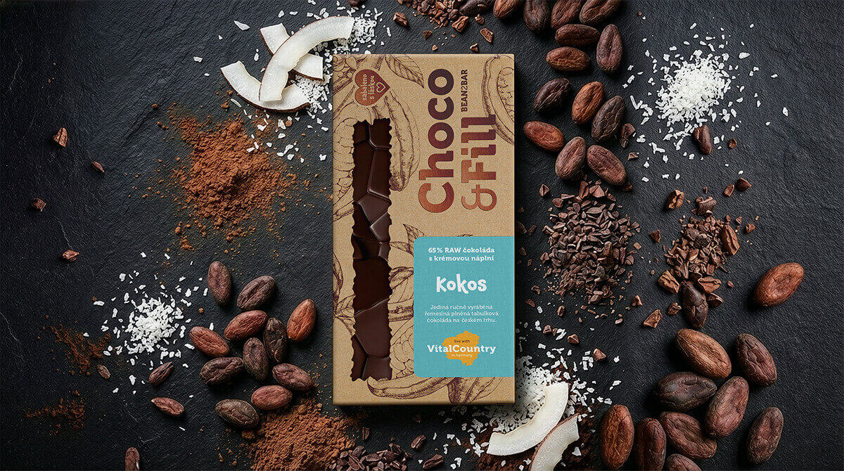 RAW plněná čokoláda kokos Vital Country